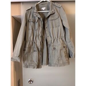 Merona Women's Utility Military Style Jacket Olive Green Pockets L